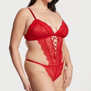 Victoria's Secret Red Lace Bra with Plunging Neckline
